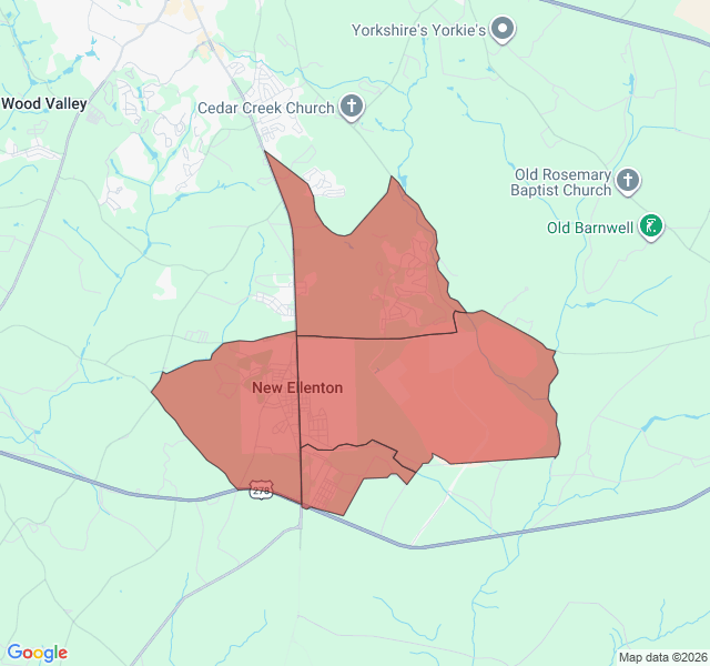 Map of septic coverage in New Ellenton, SC