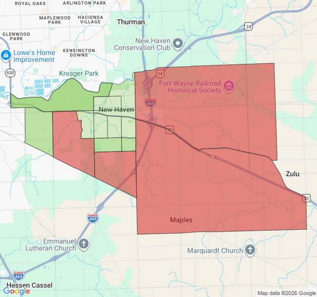 Map of septic coverage in New Haven, IN
