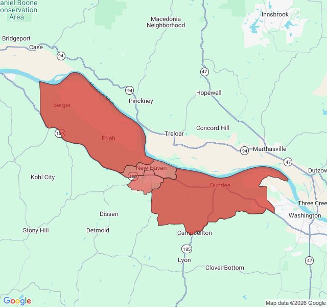 Map of septic coverage in New Haven, MO