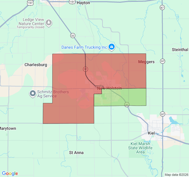 Map of septic coverage in New Holstein, WI
