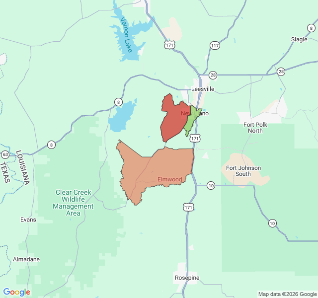 Map of septic coverage in New Llano, LA