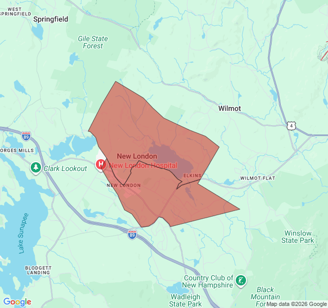 Map of septic coverage in New London, NH