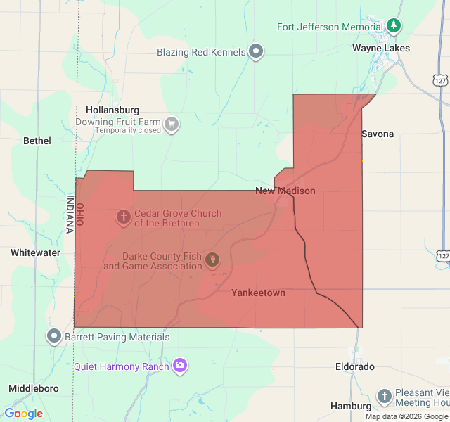 Map of septic coverage in New Madison, OH