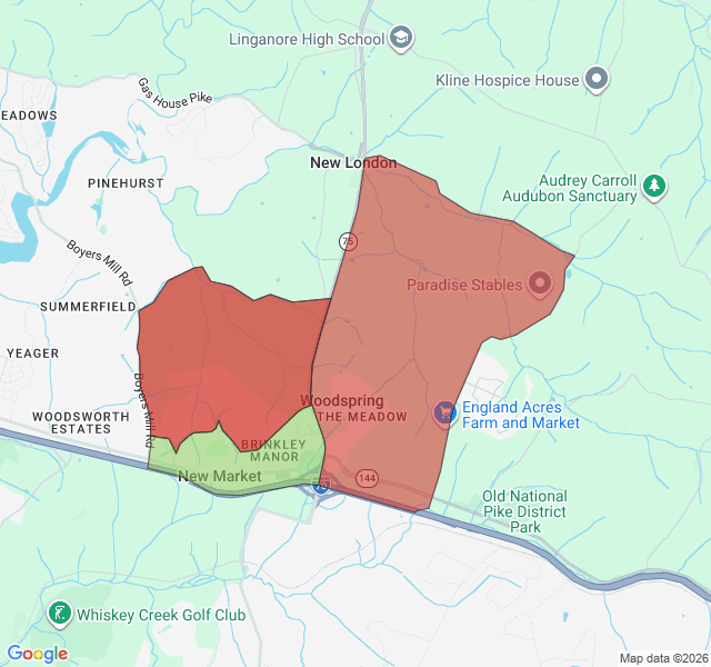 Map of septic coverage in New Market, MD