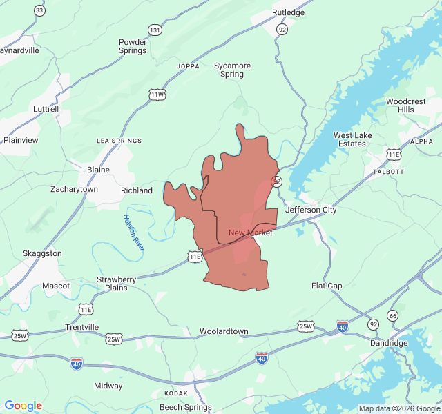 Map of septic coverage in New Market, TN