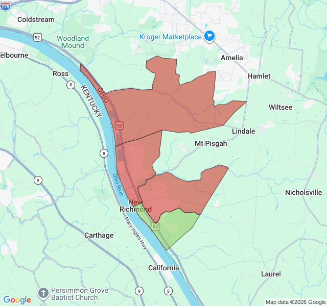 Map of septic coverage in New Richmond, OH