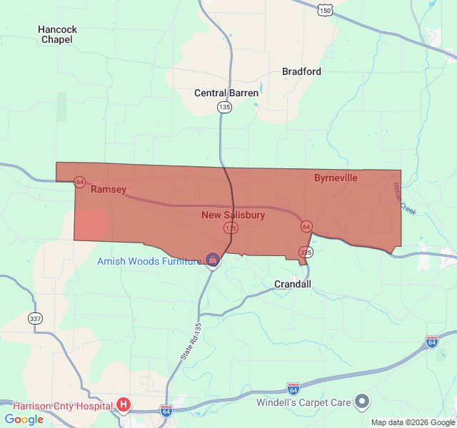 Map of septic coverage in New Salisbury, IN