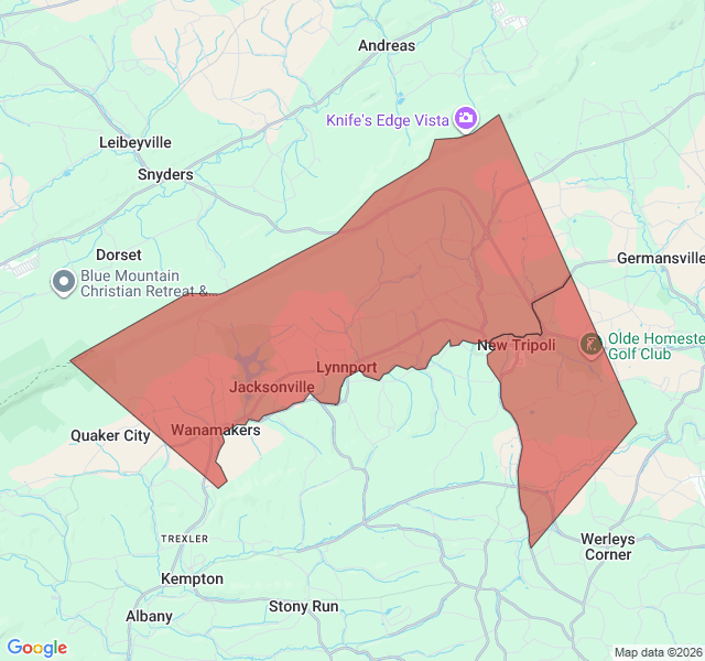 Map of septic coverage in New Tripoli, PA