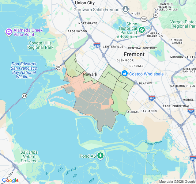 Map of septic coverage in Newark, CA