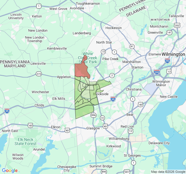 Map of septic coverage in Newark, DE
