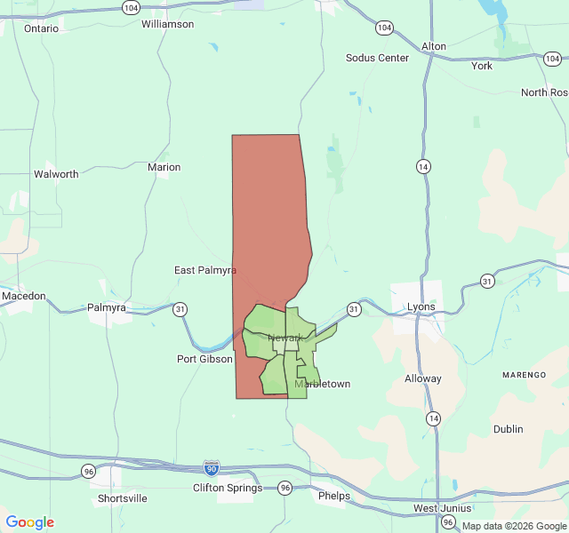 Map of septic coverage in Newark, NY