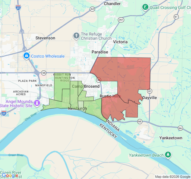 Map of septic coverage in Newburgh, IN