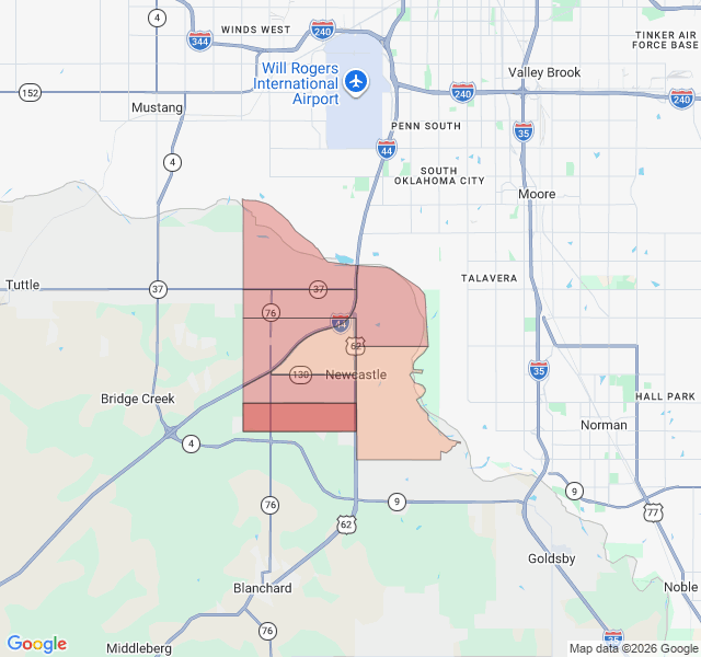 Map of septic coverage in Newcastle, OK