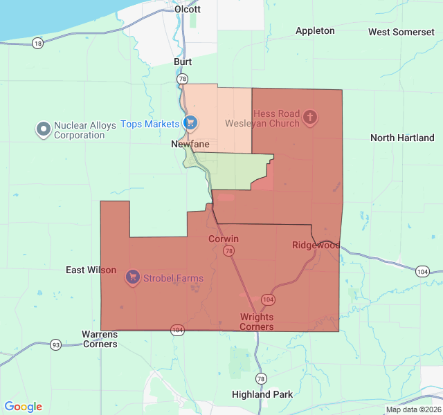Map of septic coverage in Newfane, NY