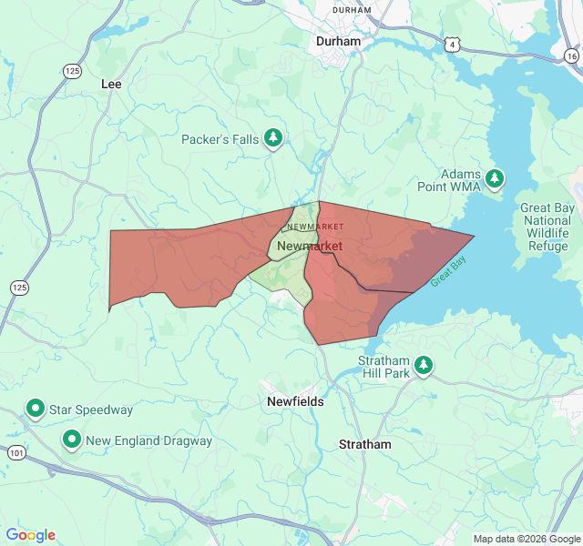 Map of septic coverage in Newmarket, NH