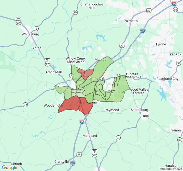 Map of septic coverage in Newnan, GA