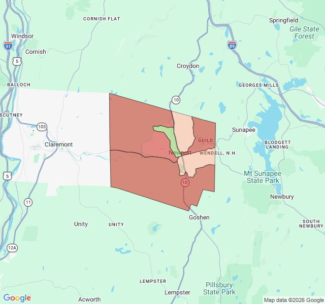 Map of septic coverage in Newport, NH