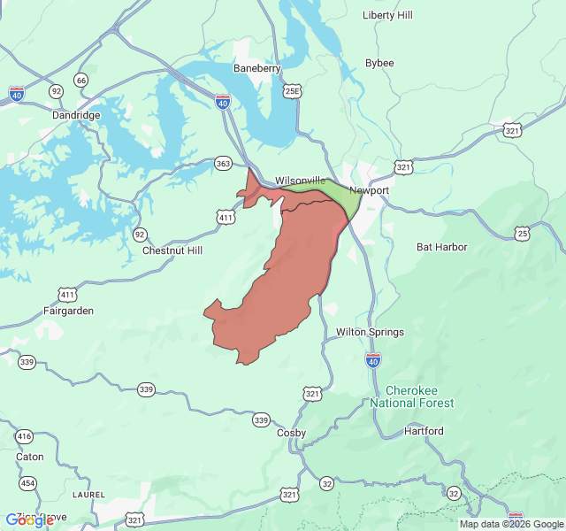 Map of septic coverage in Newport, TN
