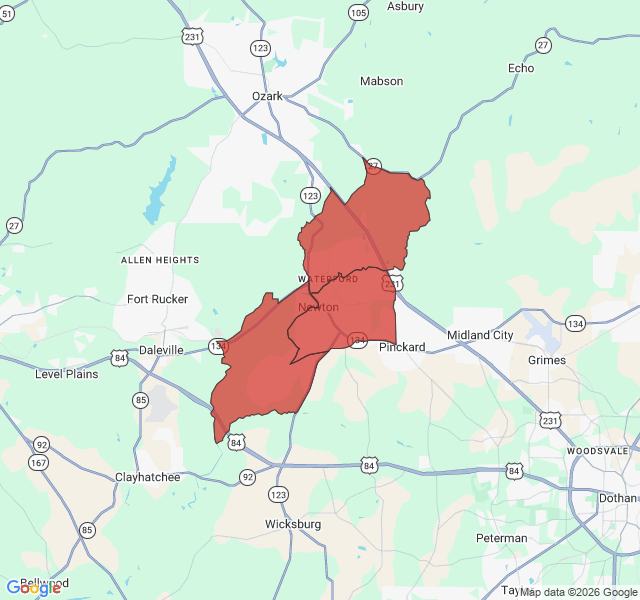 Map of septic coverage in Newton, AL