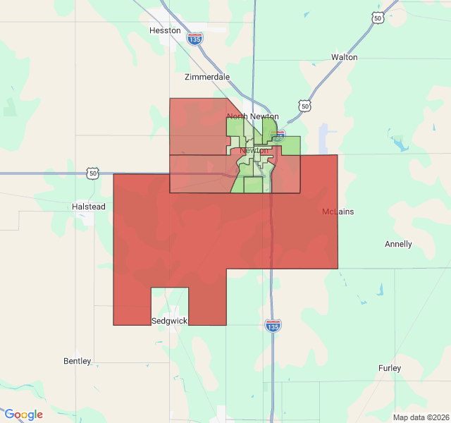 Map of septic coverage in Newton, KS