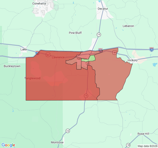 Map of septic coverage in Newton, MS