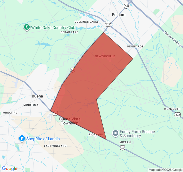 Map of septic coverage in Newtonville, NJ