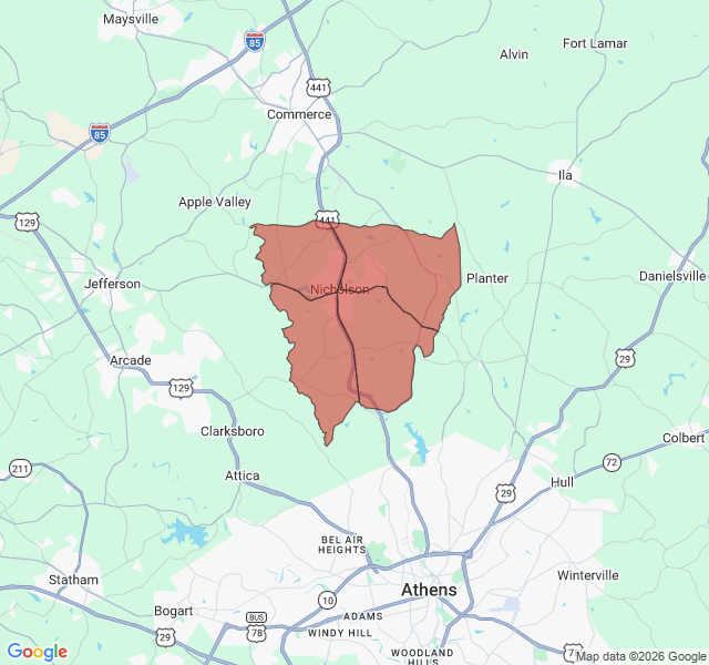 Map of septic coverage in Nicholson, GA