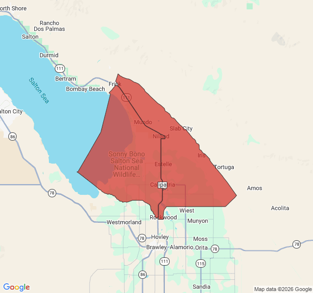 Map of septic coverage in Niland, CA