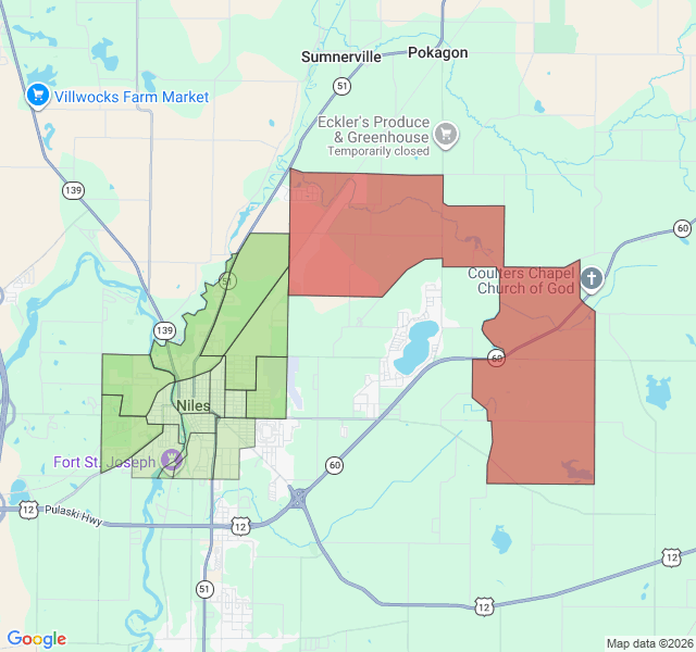 Map of septic coverage in Niles, MI