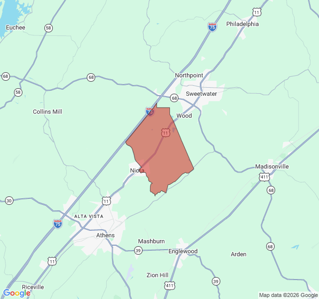 Map of septic coverage in Niota, TN