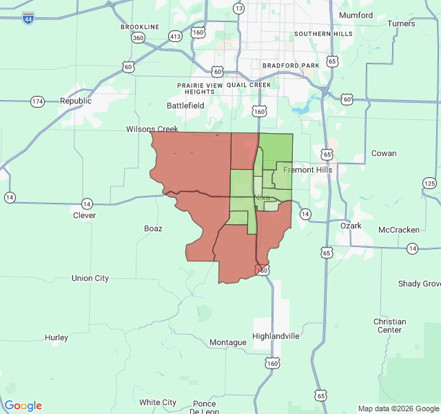 Map of septic coverage in Nixa, MO
