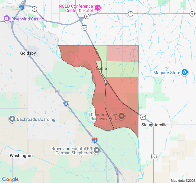 Map of septic coverage in Noble, OK