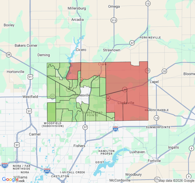 Map of septic coverage in Noblesville, IN