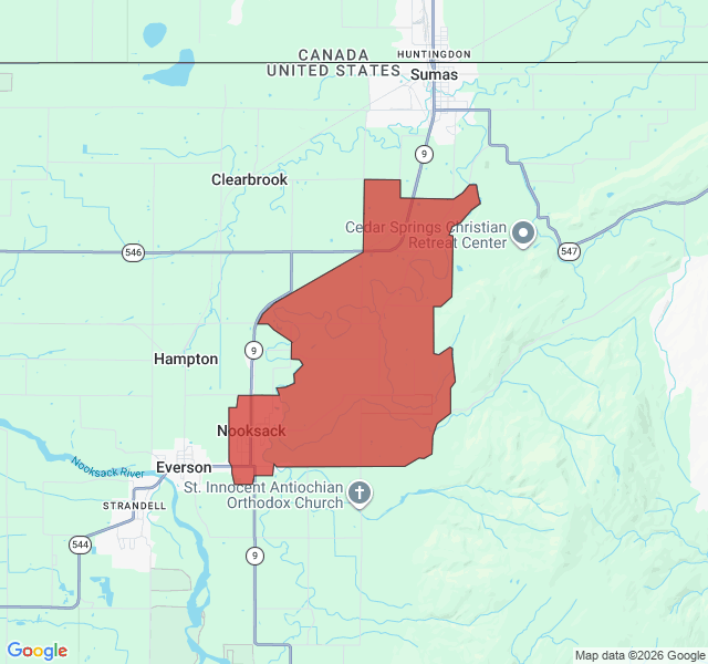 Map of septic coverage in Nooksack, WA