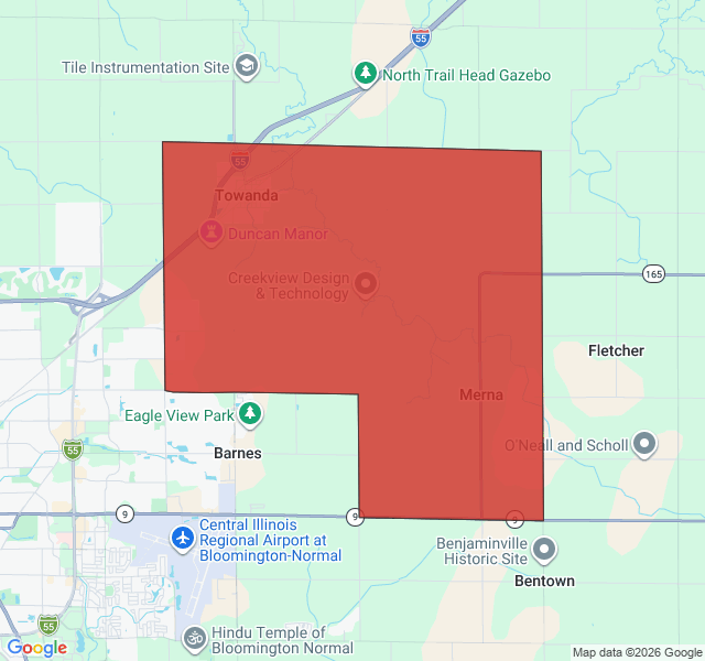 Map of septic coverage in Normal, IL