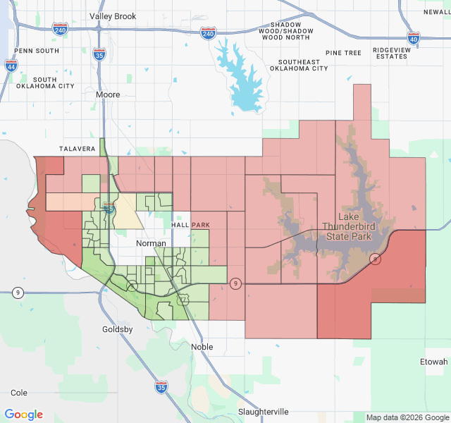 Map of septic coverage in Norman, OK