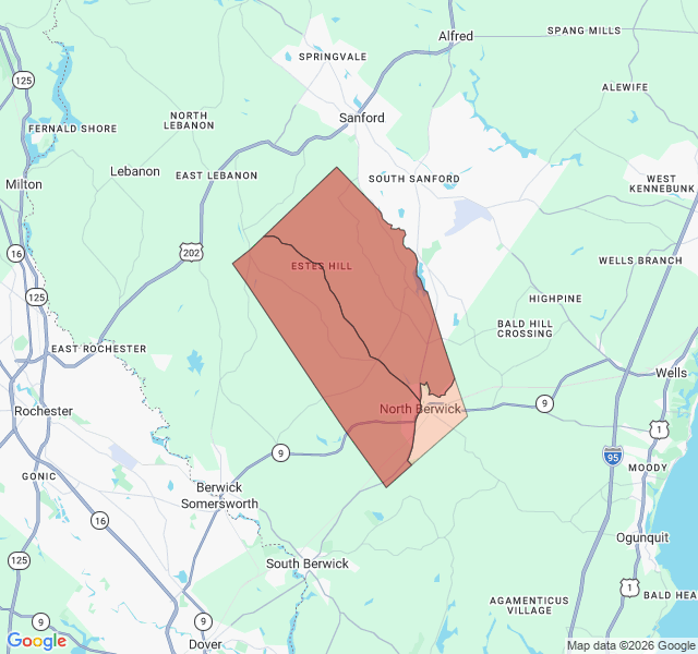 Map of septic coverage in North Berwick, ME
