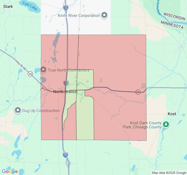 Map of septic coverage in North Branch, MN