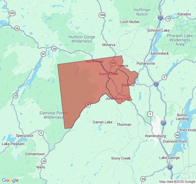 Map of septic coverage in North Creek, NY
