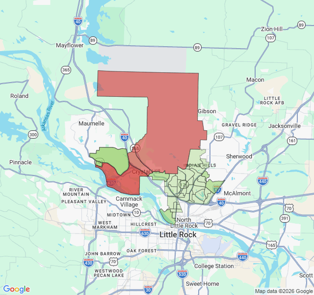 Map of septic coverage in North Little Rock, AR