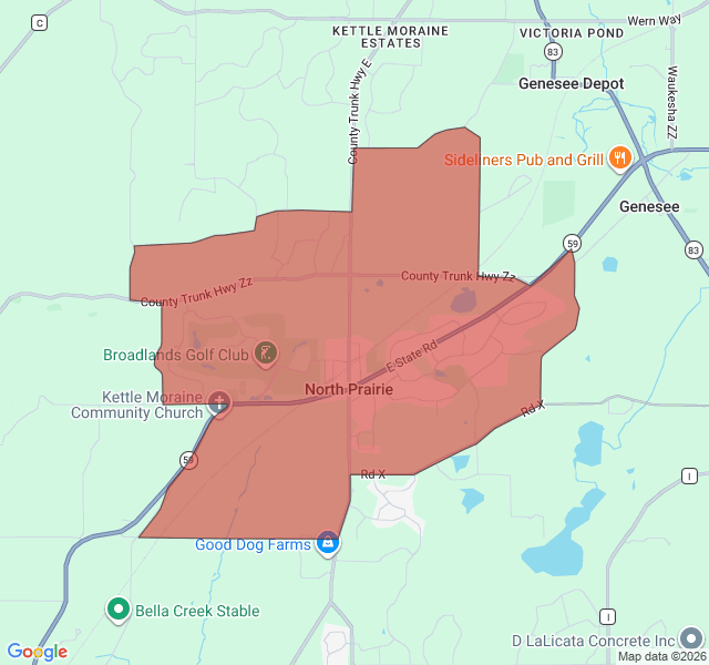 Map of septic coverage in North Prairie, WI
