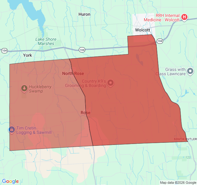 Map of septic coverage in North Rose, NY
