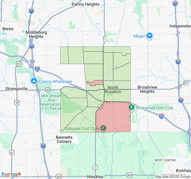 Map of septic coverage in North Royalton, OH