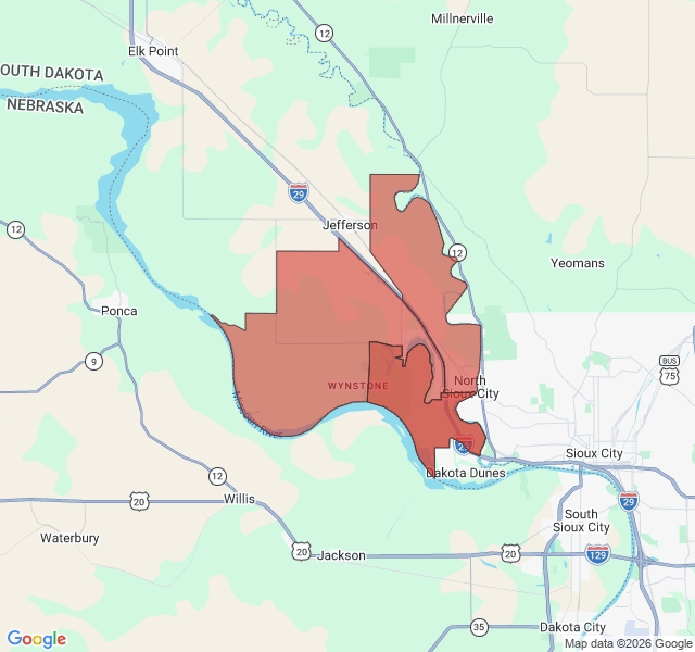 Map of septic coverage in North Sioux City, SD