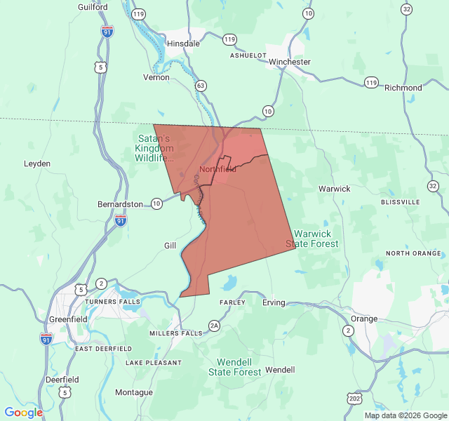 Map of septic coverage in Northfield, MA