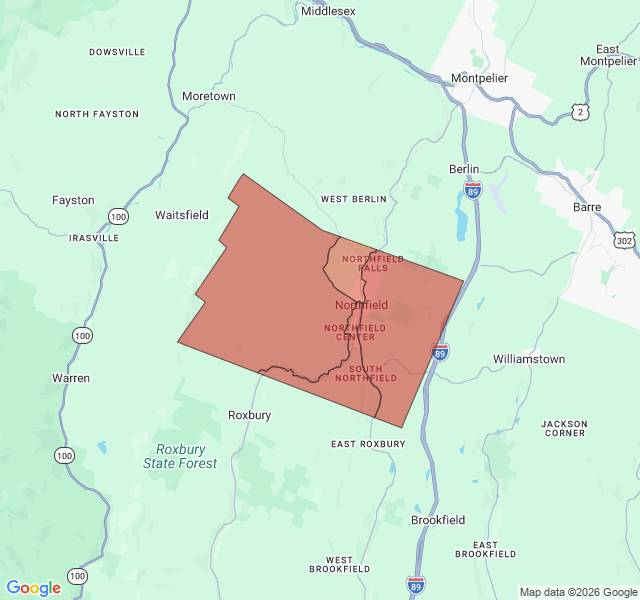 Map of septic coverage in Northfield, VT