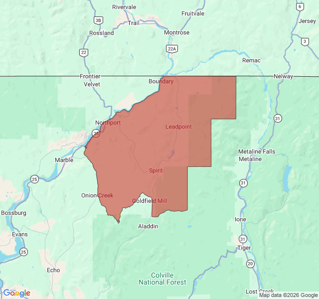 Map of septic coverage in Northport, WA