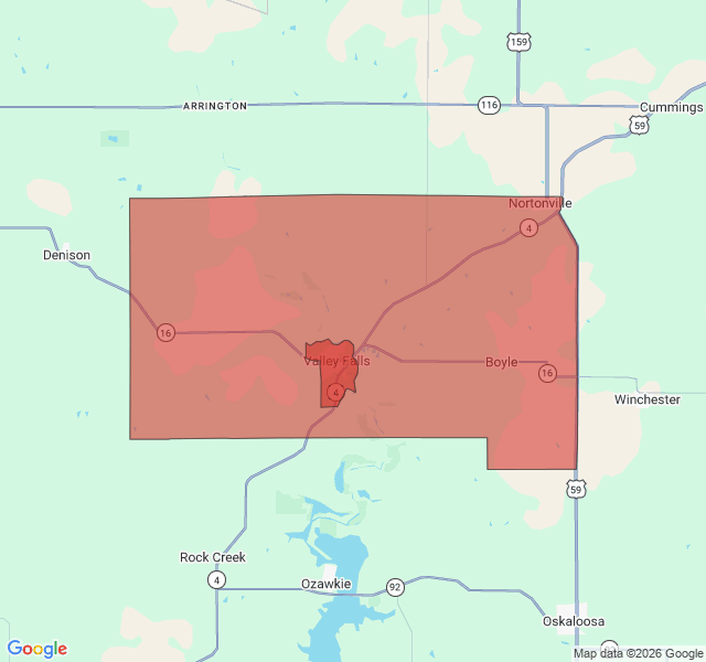 Map of septic coverage in Nortonville, KS
