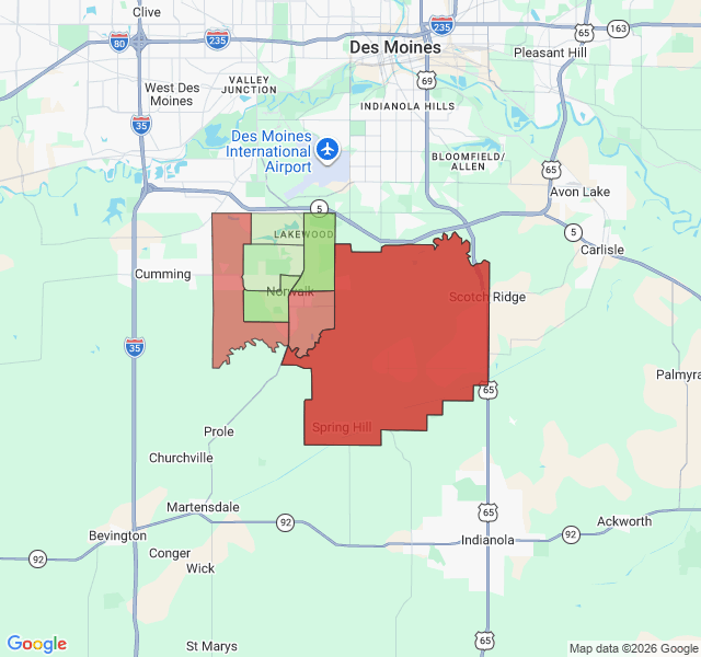 Map of septic coverage in Norwalk, IA