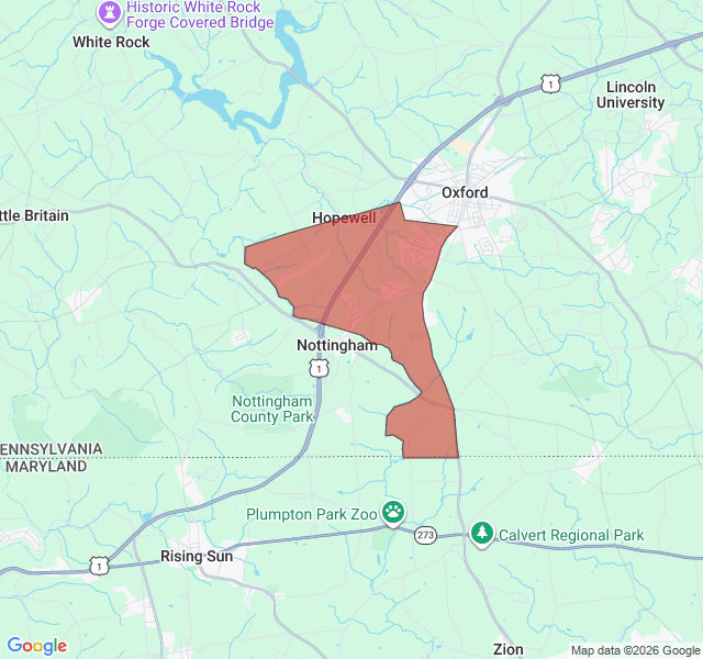 Map of septic coverage in Nottingham, PA